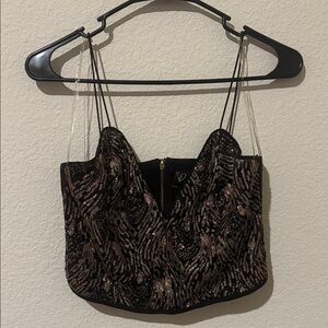 Chic Black and Gold Women's Crop Top